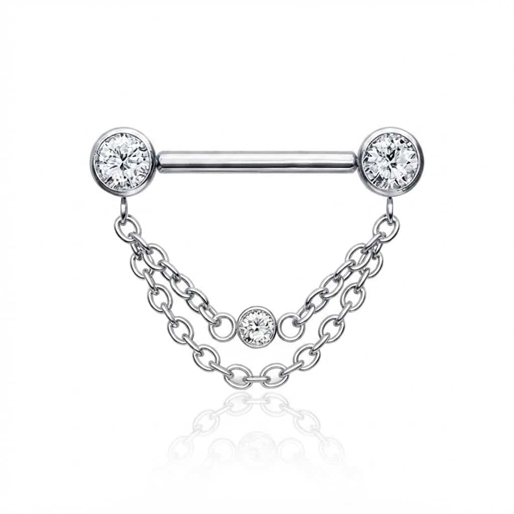 2 יח’ – בארבל פטמה Lumipierce lpni011-1.6*14mm 5mm side and 3mm middle bowls –